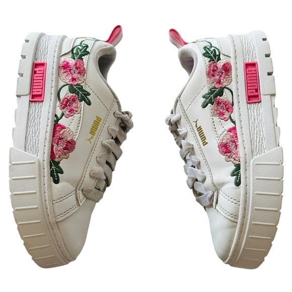 PUMA MAYZE FLOWER EMBROIDERED PLATFORM SNEAKERS SIZE 2C - Picture 3 of 14